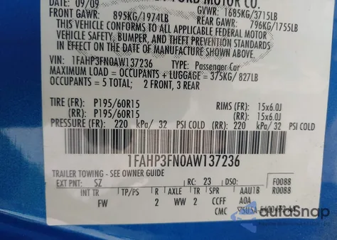 2010 Ford Focus Se from USA, damaged, VIN 1FAHP3FN0AW137236